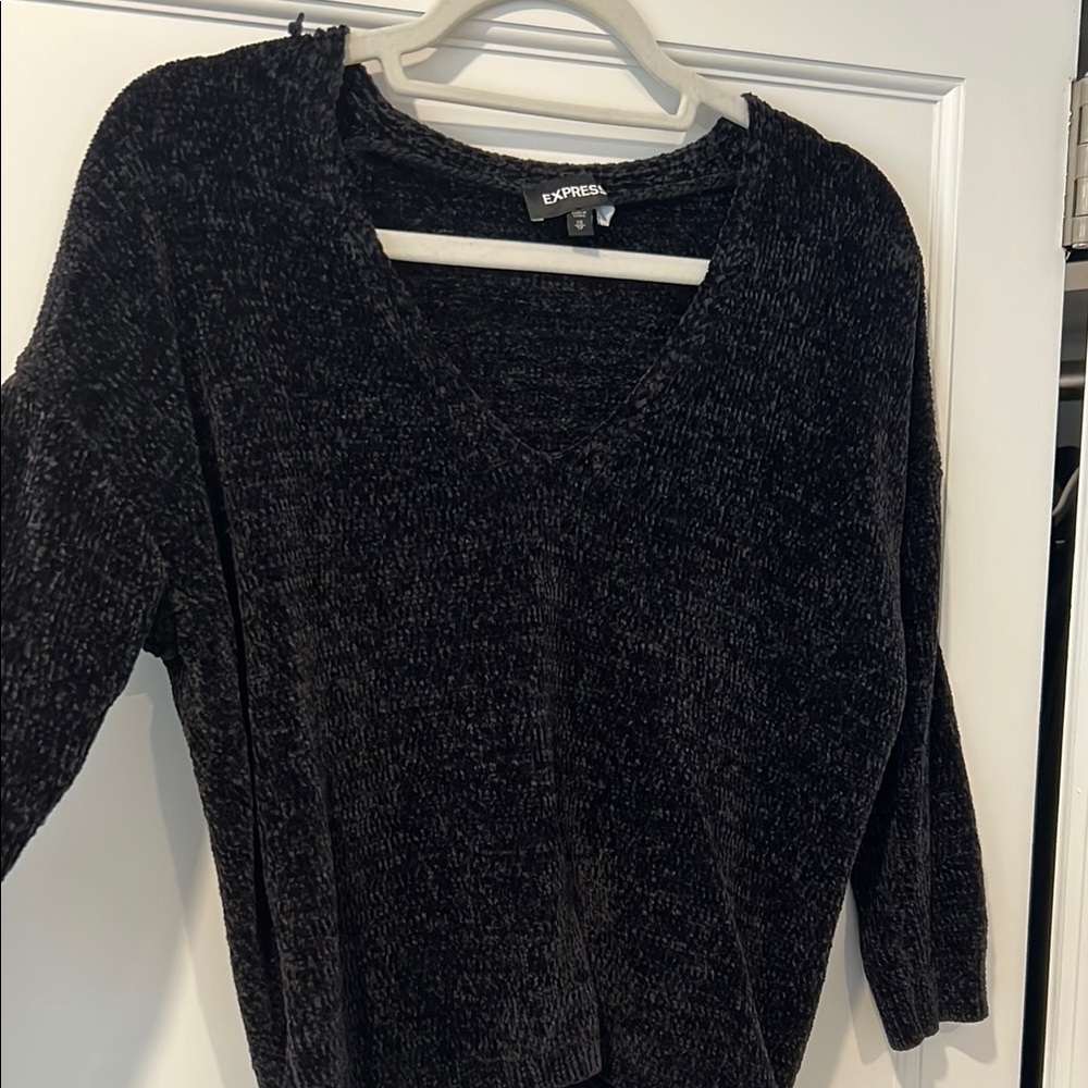 Express Black V-Neck Sweater Soft Knit